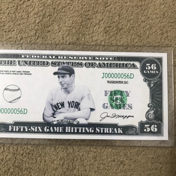 NEW!💯 LEGENDARY JOE DIMAGGIO VINTAGE MLB⚾NOVELTY NOTE w/NEW! PROTECTIVE PLASTIC - Picture 3 of 7